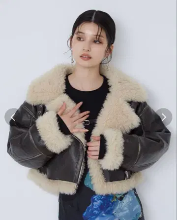 MURUA 빈티지 라이크 숏 페이크 무스탕