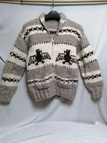 캐나다제 Swan 집업 카우친 스웨터 두툼한 울 100%