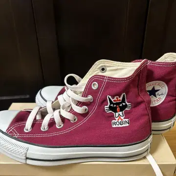 CONVERSE 하이컷 스니커즈 검은 고양이 ROBIN 버건디 24cm