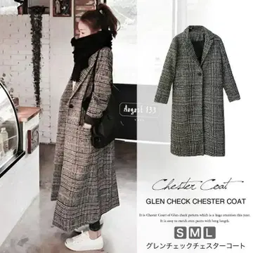 새상품 슈가 비스킷 글렌체크 체스터 코트 M 사이즈
