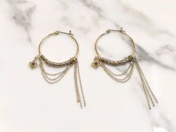 미사용 새상품 플러스 반돔 후프 귀걸이 골드