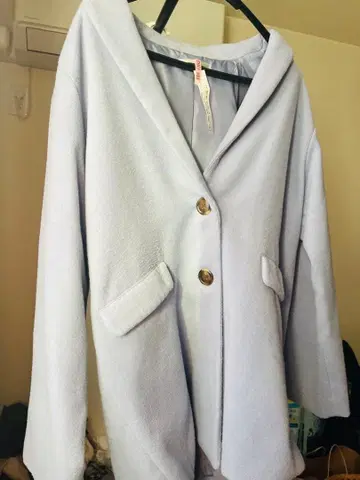 라이트 블루 플리스 롱 코트