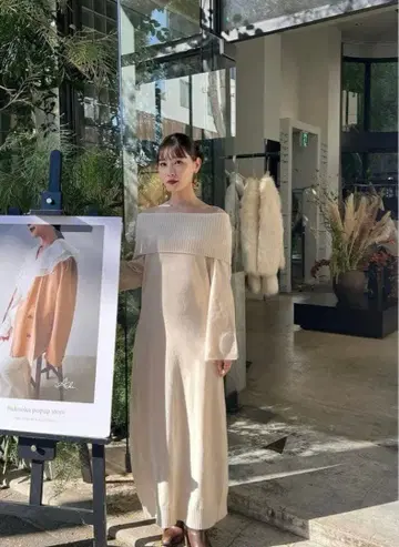 [ 즉시 구매 OK ] acka 오프숄더 니트 원피스