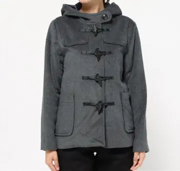 그레이 더플 코트 후드 부착