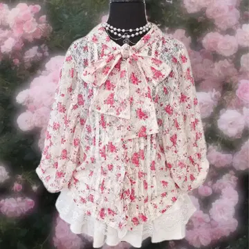 y2k LIZ LISA 파워넷 공주풍 프릴 꽃무늬 레이스 리본