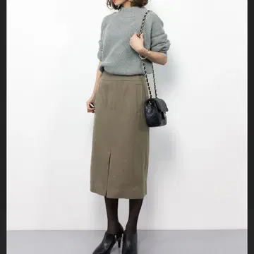 모사 타이트 미디 스커트 카키 SLOBE IENA