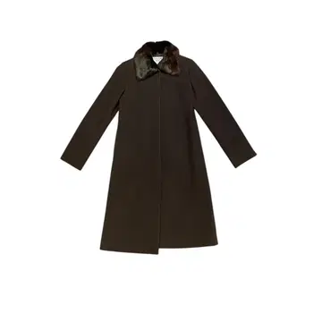 다크 브라운 퍼 옷깃 롱 코트