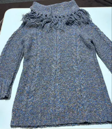 블루 계열 프린지 니트 프리 사이즈