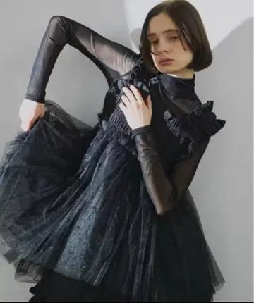 perna 페르나 프릴 튤 원피스 블랙