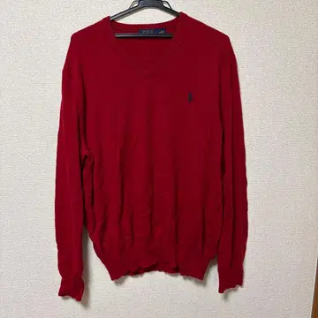 POLO V넥 스웨터 XL 레드