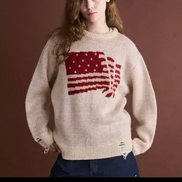 WISH FOR EVERDAMAGE FLAG KNIT 데미지 플래그 니트