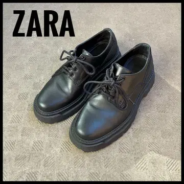 [ 천연 가죽 ] ZARA 자라 레더 트랙 밑창 신발 통굽 블랙 새상품급