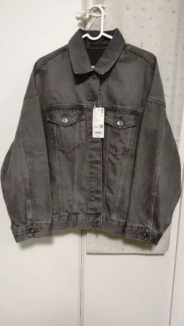 유니클로 데님 오버 사이즈 자켓 그레이 L
