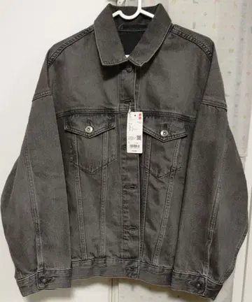 유니클로 데님 오버 사이즈 자켓 그레이 L 새상품