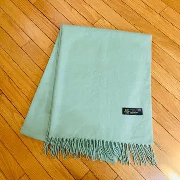 캐시미어 100% 대형 스톨 라이트 그린 프린지 영국제 머플러