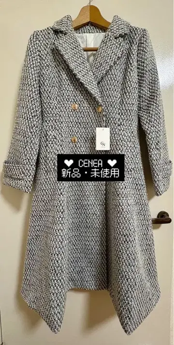 [새상품 미사용] JUNOAH CENEA 허리 쉐이프 트위드 롱 코트