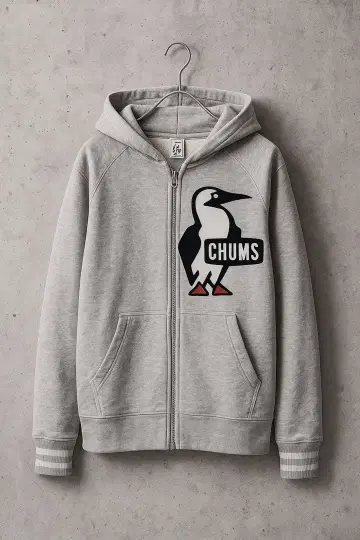 CHUMS 그레이 풀 집업 후드티