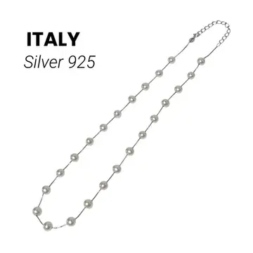 새상품급 ITALY 펄 스테이션 목걸이 실버925 45cm