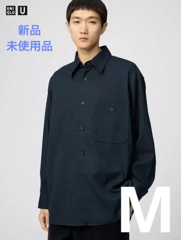 미사용 새상품 유니클로U 트윌 워크 오버 사이즈 셔츠 네이비 M