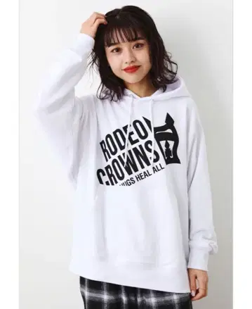 로데오 크라운 Leaning Logo 후드티 (화이트)