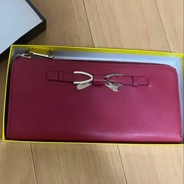 레베카 테일러 리본 포함 핑크 가죽 장지갑