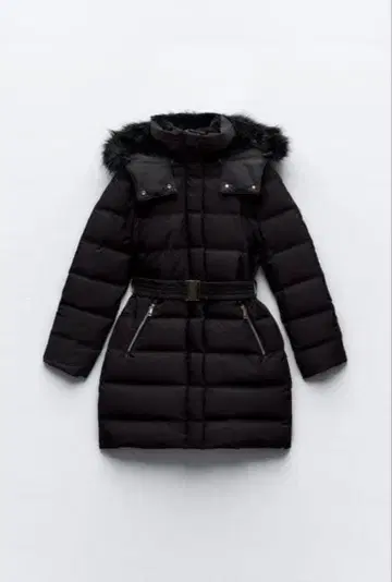 ZARA 자라 인조 모피 후디드 퍼프 다운 자켓 다운 S