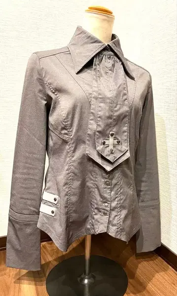 Ozz On 긴팔 셔츠 넥타이 포함 그레이