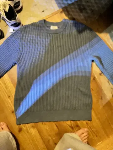 LL.Bean 그레이 리브 크루넥 스웨터