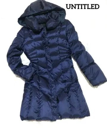 untitled 다운 코트 후드 롱 네이비 언타이틀