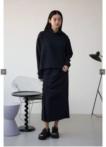 택 포함 아즈르 후드 부착 후드티 셋업