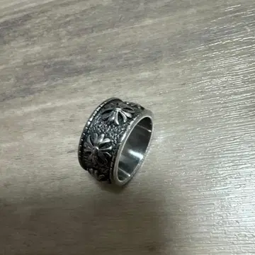 실버 꽃 무늬 반지