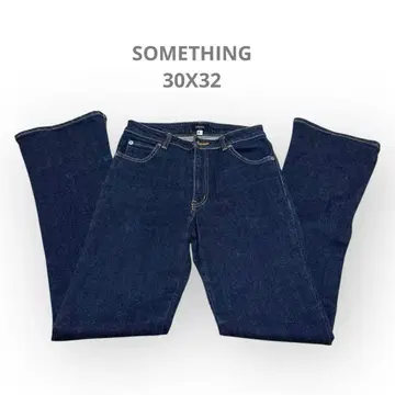 캐주얼 SOMETHING 데님 팬츠 플레어 다크 블루 30X32