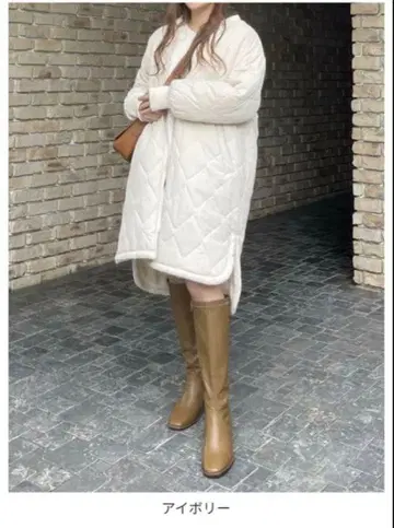 anchic 중간 보아 다이아 퀼팅 롱 코트