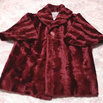 버건디 퍼 겉옷 숏 기장