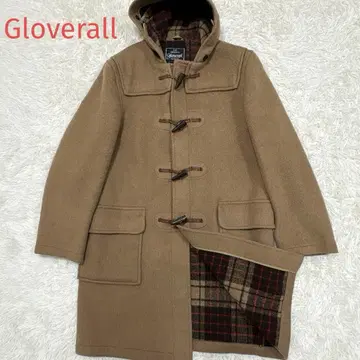글로버올 더플 코트 롱 카멜 체크 영국제 토글