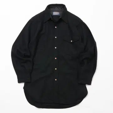 1970s PENDLETON 단색 블랙 울 셔츠 빈티지