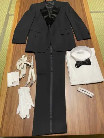 블랙 턱시도 세트 A4 허리 78cm 잡화 포함 블랙 턱시도 블랙 숄