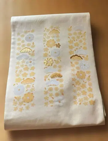 나고야 오비 염색 오비 자수 노송 국화 꽃무늬