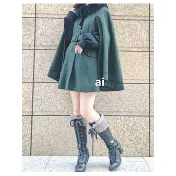 [새상품] 엑시즈팜 퍼 옷깃 달린 케이프 코트