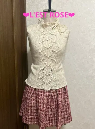 L'EST ROSE 프릴 리본 폼폼 니트 새상품 러블리 스타일