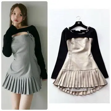 [ AND MARY ] Karen 니트 세트 미니 드레스 S