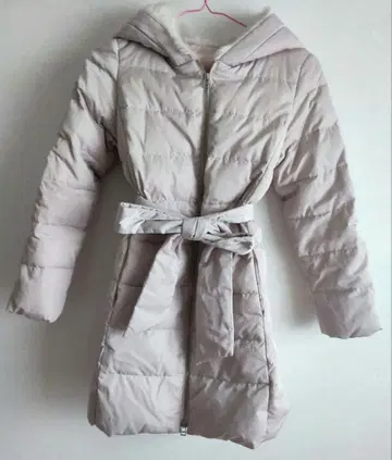 RESEXXY 퍼 후드 다운 코트 핑크 베이지 S 사이즈 다운 자켓