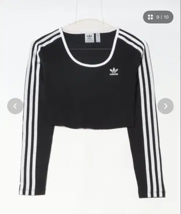 adidas 크롭 긴팔 T셔츠 블랙