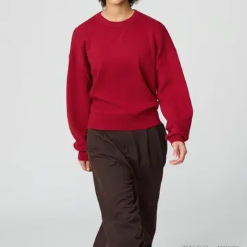 유니클로C 스무스 코튼 크루넥 스웨터 15 레드 M 사이즈