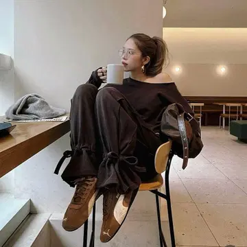 Nalm. drawstring sweat set-up brown