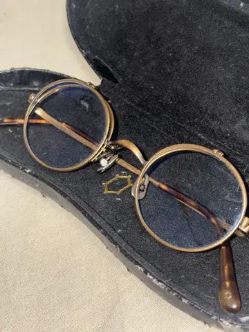 Kame ManMen 원형 안경 골드 프레임