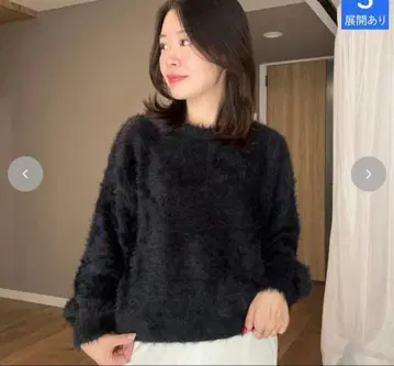 ammy 콜라보 시마무라 샤기 니트 풀오버 L 블랙