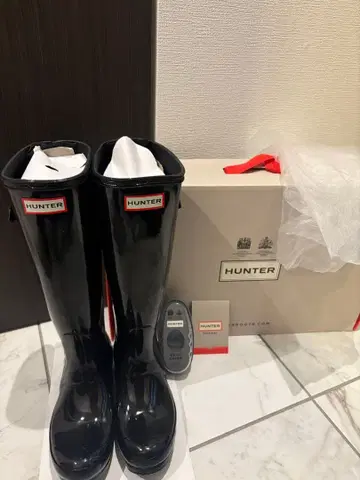 HUNTER 블랙 장화 레인부츠 UK4