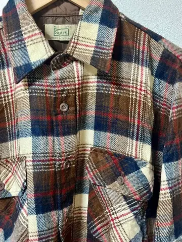 80년대 90년대 시어스 체크 플란넬 셔츠 긴팔 플란넬