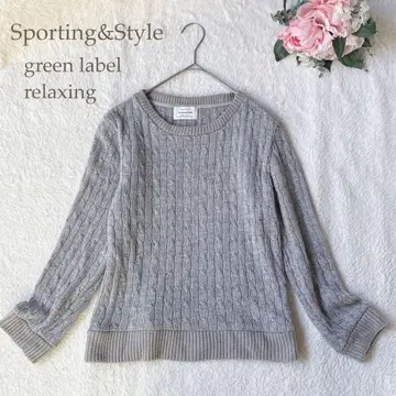 그린 라벨 릴랙싱 케이블 짜임 크루넥 니트 그레이